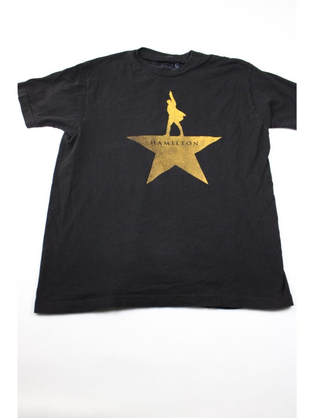 Hamilton Black T-Shirt With Gold Star Logo Mens Size L Creative Goods